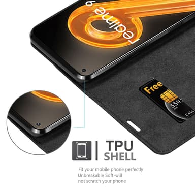 Realme 9 4G / 9 PRO+ lommebokdeksel case (svart)