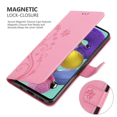 Samsung Galaxy A51 5G lommebokdeksel Blomster (rosa)
