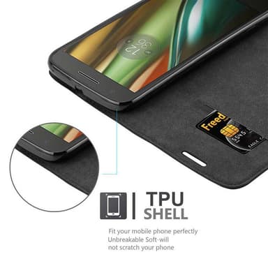 Motorola MOTO E3 lommebokdeksel case (svart)