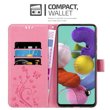 Samsung Galaxy A51 5G lommebokdeksel Blomster (rosa)