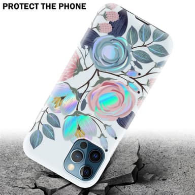 iPhone 12 PRO MAX lommebokdeksel Blomster (hvit)