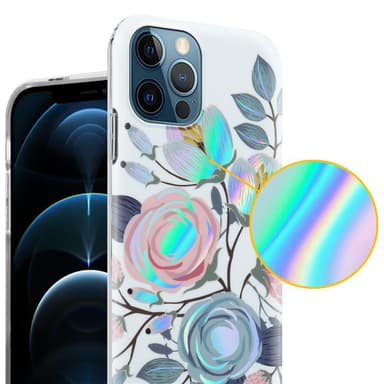 iPhone 12 PRO MAX lommebokdeksel Blomster (hvit)