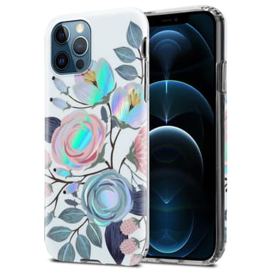 iPhone 12 PRO MAX lommebokdeksel Blomster (hvit)