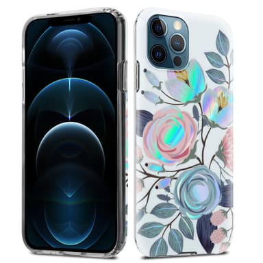 iPhone 12 PRO MAX lommebokdeksel Blomster (hvit)