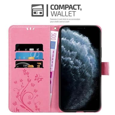 iPhone 11 lommebokdeksel Blomster (rosa)