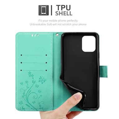 Oppo FIND X3 PRO lommebokdeksel Blomster (turkis)