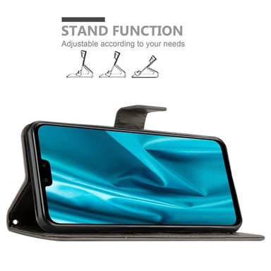 Huawei Y9 2019 lommebokdeksel Blomster (grå)