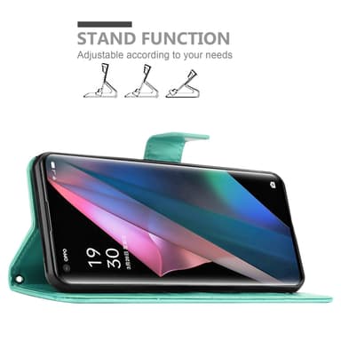 Oppo FIND X3 PRO lommebokdeksel Blomster (turkis)