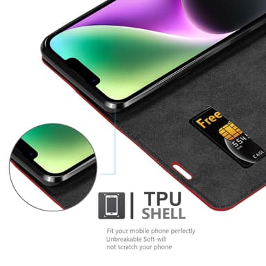 iPhone 14 PLUS lommebokdeksel case (rød)