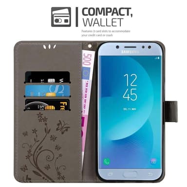 Samsung Galaxy J5 2017 lommebokdeksel Blomster (grå)