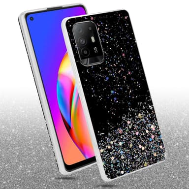 Oppo A94 5G Silikondeksel Glitter (Svart)