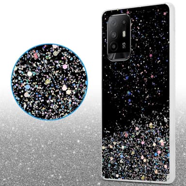 Oppo A94 5G Silikondeksel Glitter (Svart)