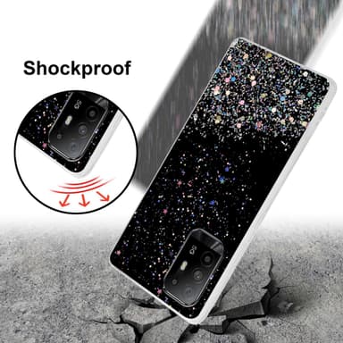 Oppo A94 5G Silikondeksel Glitter (Svart)