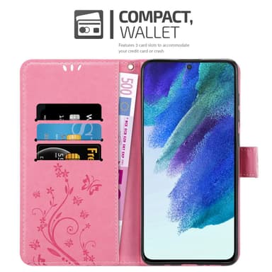 Samsung Galaxy S22 PLUS lommebokdeksel Blomster (rosa)