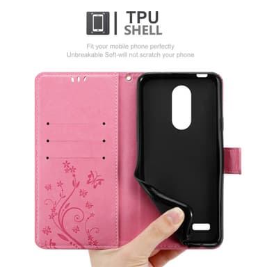 LG K4 2017 lommebokdeksel Blomster (rosa)