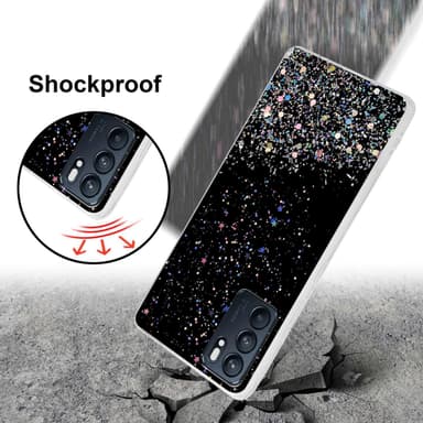 Oppo Reno6 5G Silikondeksel Glitter (Svart)