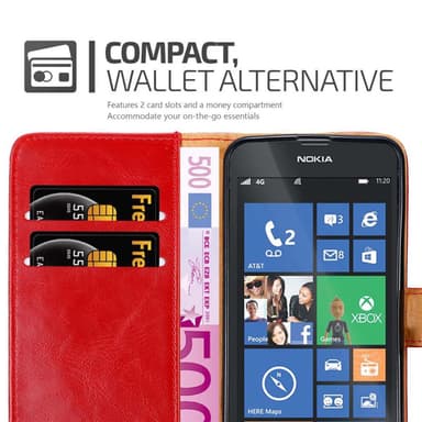 Nokia Lumia 520 / 521 lommebokdeksel etui (rød)