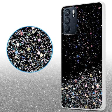 Oppo Reno6 5G Silikondeksel Glitter (Svart)