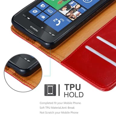 Nokia Lumia 520 / 521 lommebokdeksel etui (rød)