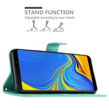 Samsung Galaxy A9 2018 lommebokdeksel Blomster (turkis)