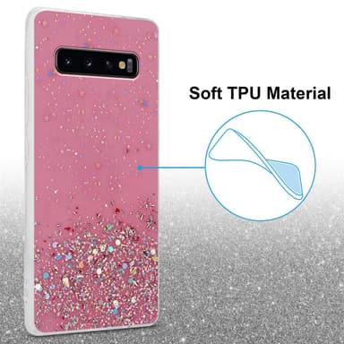 Samsung Galaxy S10 PLUS Silikondeksel Glitter (rosa)