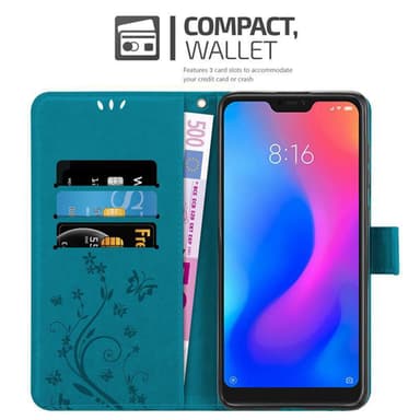 Xiaomi RedMi NOTE 6 PRO lommebokdeksel Blomster (blå)