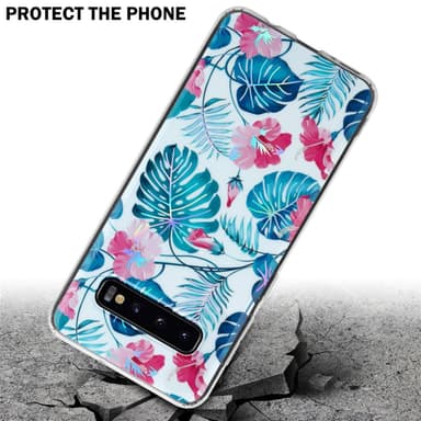 Samsung Galaxy S10 4G lommebokdeksel Blomster (hvit)