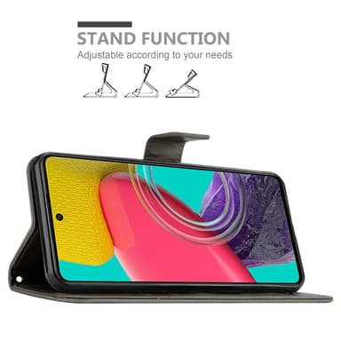 Samsung Galaxy M53 5G lommebokdeksel Blomster (grå)