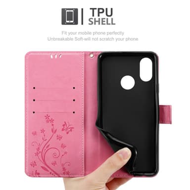 Xiaomi Mi 8 lommebokdeksel Blomster (rosa)