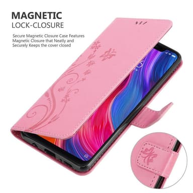 Xiaomi Mi 8 lommebokdeksel Blomster (rosa)