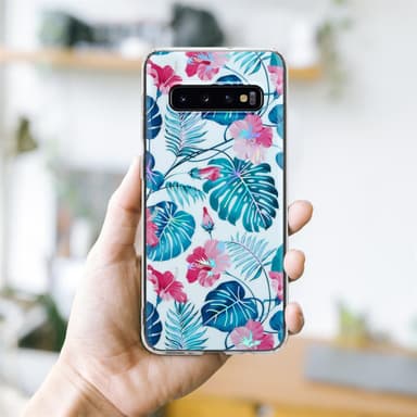 Samsung Galaxy S10 4G lommebokdeksel Blomster (hvit)
