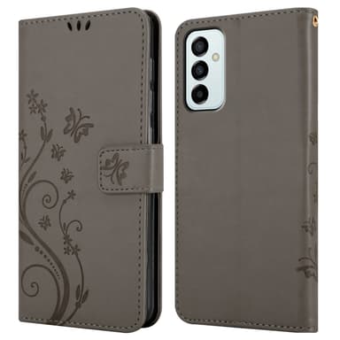 Samsung Galaxy M23 5G lommebokdeksel Blomster (grå)
