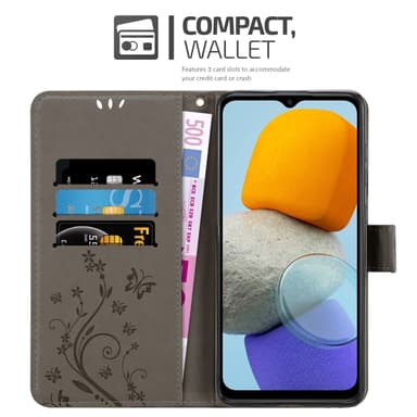 Samsung Galaxy M23 5G lommebokdeksel Blomster (grå)