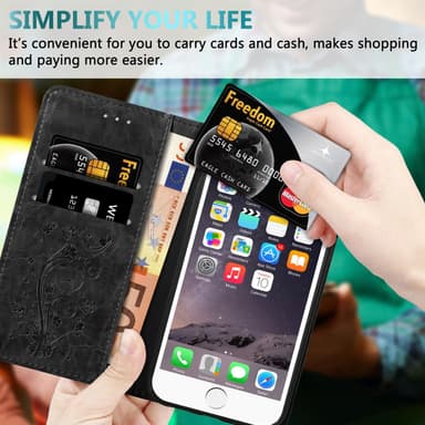 iPhone 6 PLUS / 6S PLUS lommebokdeksel etui (svart)