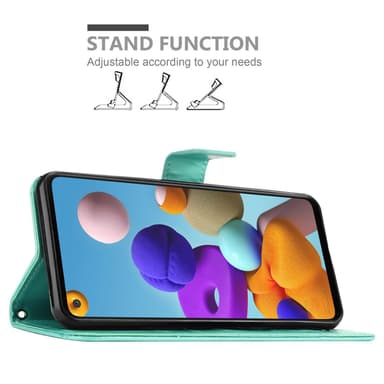 Samsung Galaxy A21s lommebokdeksel Blomster (turkis)