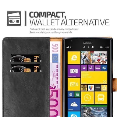 Nokia Lumia 1520 lommebokdeksel etui (svart)