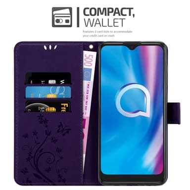 Alcatel 1S 2020 lommebokdeksel Blomster (Lilla)