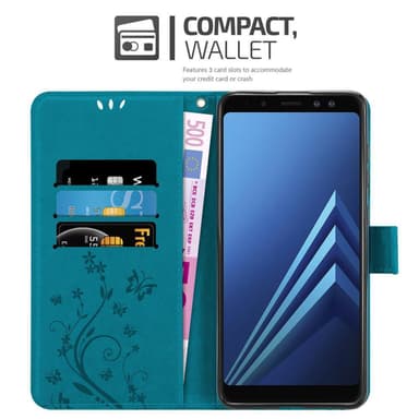 Samsung Galaxy A8 2018 lommebokdeksel Blomster (blå)