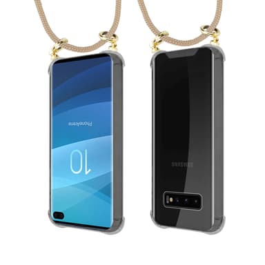 Samsung Galaxy S10 PLUS Deksel med Halskjede (brun)