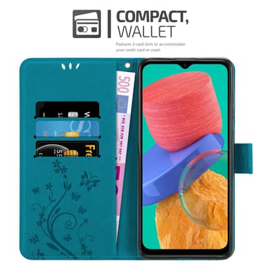 Samsung Galaxy M33 5G lommebokdeksel Blomster (blå)