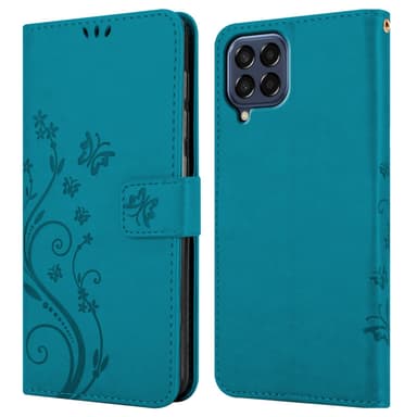 Samsung Galaxy M33 5G lommebokdeksel Blomster (blå)