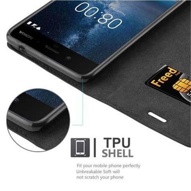 Nokia 8 2017 lommebokdeksel case (svart)