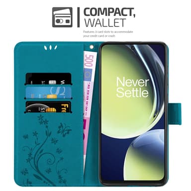 OnePlus Nord CE 3 Lite 5G lommebokdeksel Blomster (Blå)