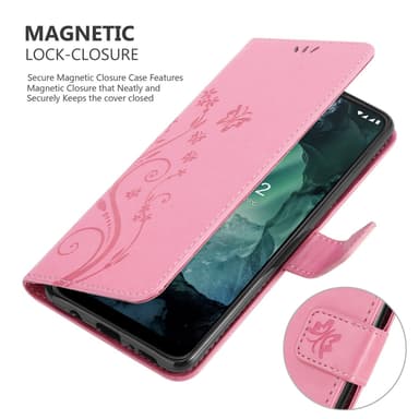 Nokia G11 / G21 lommebokdeksel Blomster (rosa)
