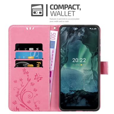 Nokia G11 / G21 lommebokdeksel Blomster (rosa)