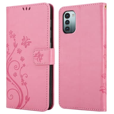 Nokia G11 / G21 lommebokdeksel Blomster (rosa)
