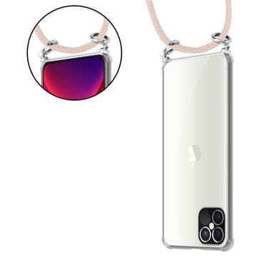 iPhone 12 PRO MAX Deksel med Halskjede (rosa)