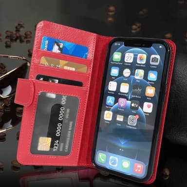 iPhone 13 PRO MAX lommebokdeksel case (rød)