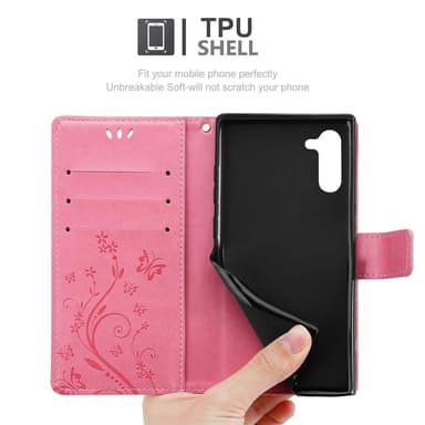 Samsung Galaxy NOTE 10 lommebokdeksel Blomster (rosa)