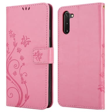Samsung Galaxy NOTE 10 lommebokdeksel Blomster (rosa)